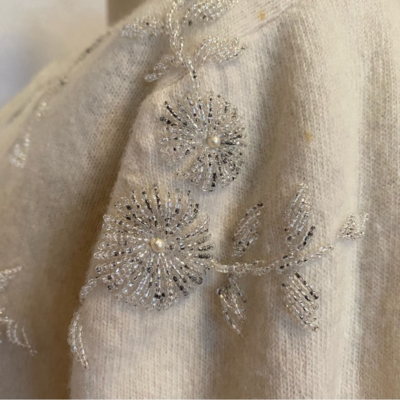 Vintage lined lambswool Sm cream cardigan. - Picture 6 of 12